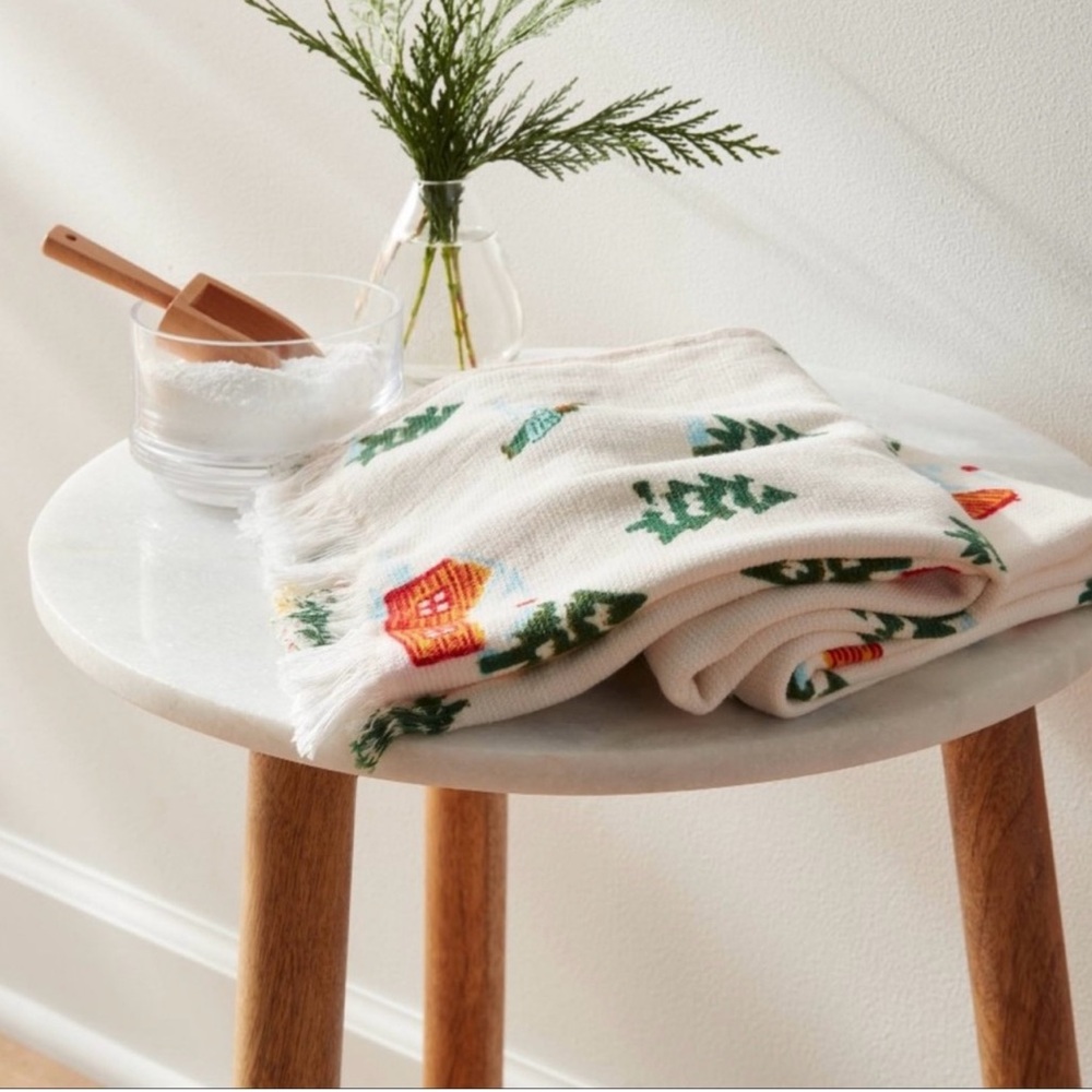NEW Target 2023 Threshold Holiday 2pc Winter Scene Hand Towel Red/White 15x25 In